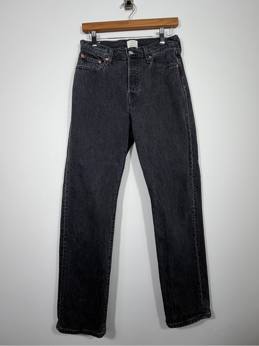 Levi’s 501 Curve Black Straight Leg Button Fly Jeans W29 L32 Faded Wash